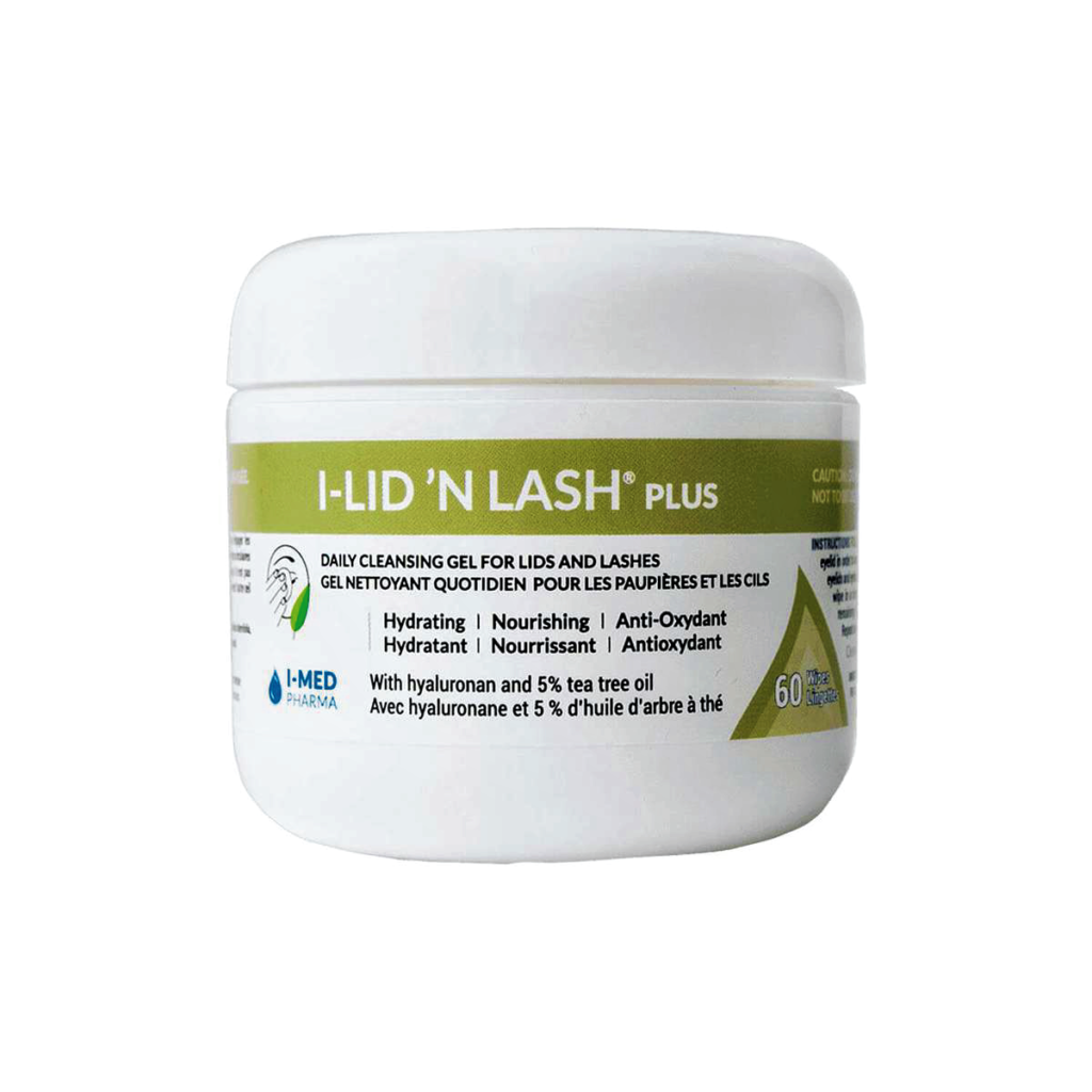 I-Lid N Lash Plus lid wipes for removing bacteria, dirt and debris